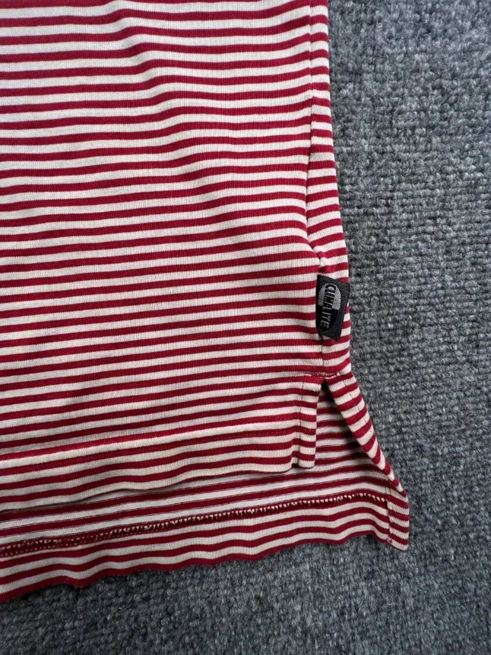 Adidas Mens Large Red White Striped Short Sleeve Cotton Blend Polo Climalite